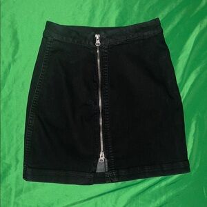 Free People Black Denim Skirt with Front Zipper size 0